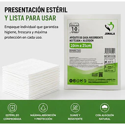 Apósito De Gasa Estéril Jumala 20x25 No Tejida 10 Unidades