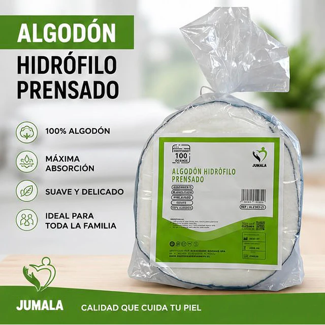 Algodón Hidrófilo Prensado 100grs Jumala
