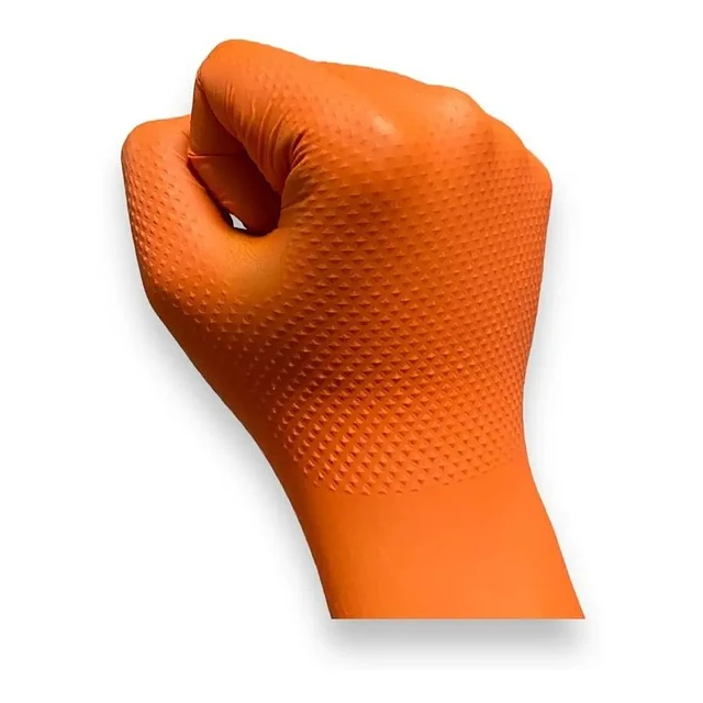 Guantes Nitrilo Texturizado Naranjo Profesional 50 Uni 8,0gr