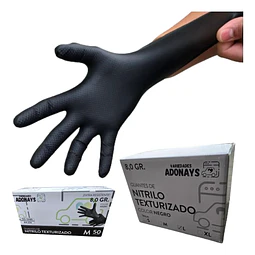 Guantes Nitrilo Texturizado Negro Profesional 50 Uni 8,0gr