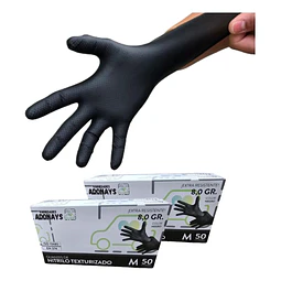 Guantes Nitrilo Texturizado Negro Profesional 50 Uni 8,0gr