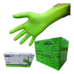 Guantes Nitrilo Texturizado Verde Profesional 50 Uni 8,0gr