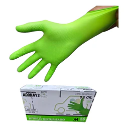 Guantes Nitrilo Texturizado Verde Profesional 50 Uni 8,0gr