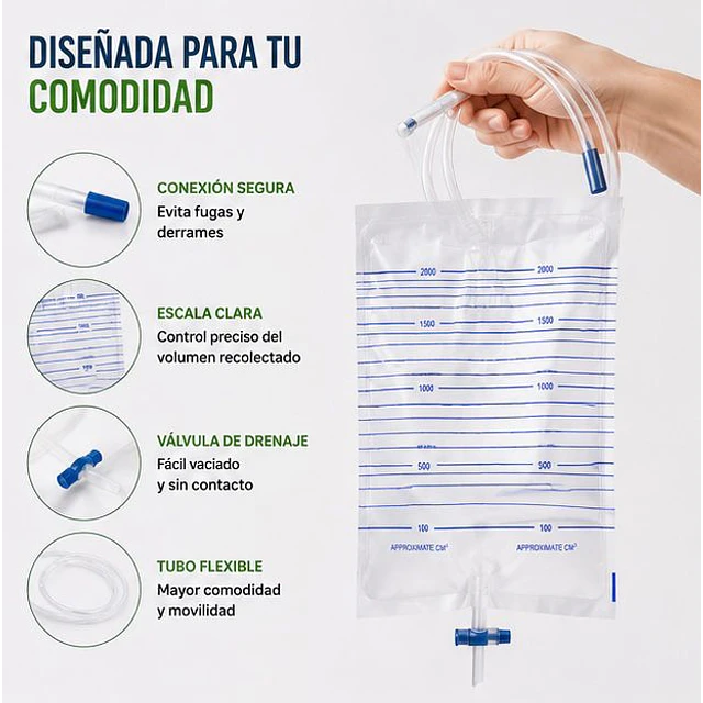 Bolsa Recolector Orina Adulto Jumala 2 Litros 1 Unidad