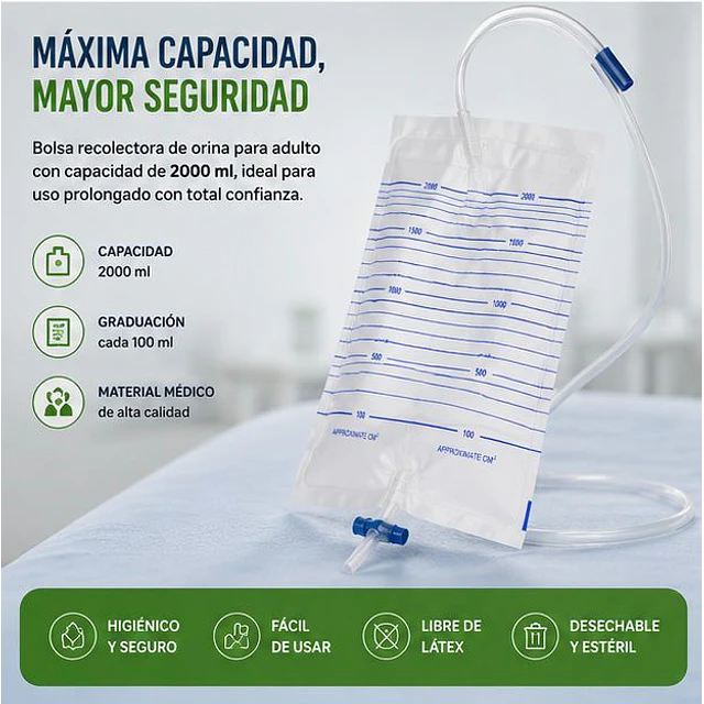 Bolsa Recolector Orina Adulto Jumala 2 Litros 1 Unidad