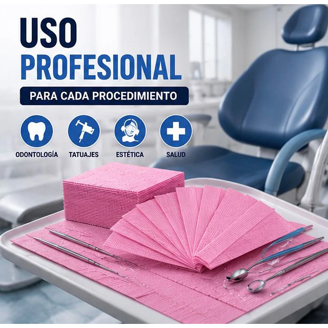 Campo de Trabajo, Servilleta, Pecheras color Rosado. (Empaque de 100 unidades)