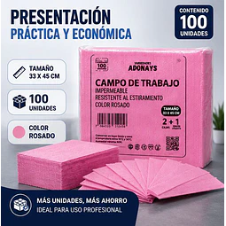 Campo de Trabajo, Servilleta, Pecheras color Rosado. (Empaque de 100 unidades)