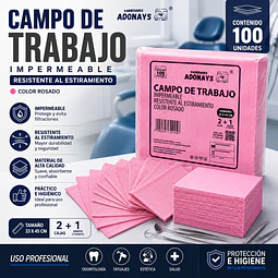 Campo de Trabajo, Servilleta, Pecheras color Rosado. (Empaque de 100 unidades)