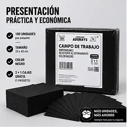 Campo de Trabajo, Servilleta, Pecheras color Negro. (Empaque de 100 unidades)