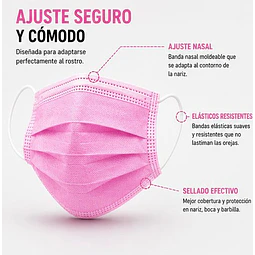 Mascarillas Desechable 3 Pliegues Variedades Adonays - Color Rosado - 50 Unidades