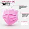Mascarillas Desechable 3 Pliegues Variedades Adonays - Color Rosado - 50 Unidades