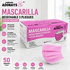 Mascarillas Desechable 3 Pliegues Variedades Adonays - Color Rosado - 50 Unidades