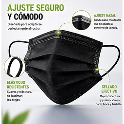 Mascarillas Desechable 3 Pliegues Variedades Adonays - Color Negra - 50 unidades