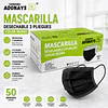 Mascarillas Desechable 3 Pliegues Variedades Adonays - Color Negra - 50 unidades