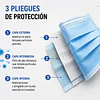 Mascarillas Desechable 3 Pliegues Variedades Adonays - Color Celeste - 50 Unidades