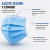 Mascarillas Desechable 3 Pliegues Variedades Adonays - Color Celeste - 50 Unidades