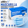 Mascarillas Desechable 3 Pliegues Variedades Adonays - Color Celeste - 50 Unidades