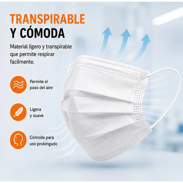 Mascarillas Desechable 3 Pliegues Variedades Adonays - Color Blanco - 50 Unidades