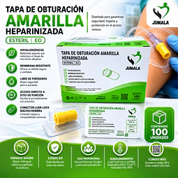 Tapa Heparinizada De Obturación Amarilla Jumala 100 Unidades 