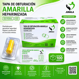 Tapa Heparinizada De Obturación Amarilla Jumala 100 Unidades 