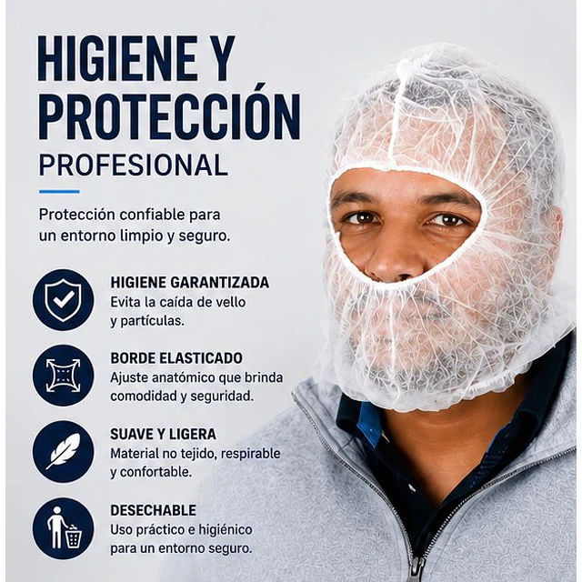 Balaclava / Esclavina Desechable Blanca 100 Unidades