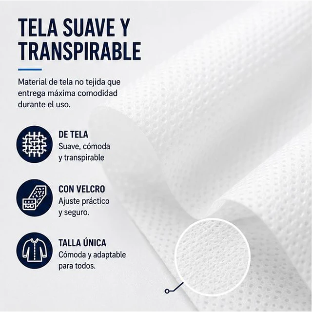 Cotona visita desechable Blanca / Con velcro / 1Unidad