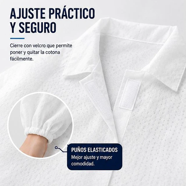 Cotona visita desechable Blanca / Con velcro / 1Unidad