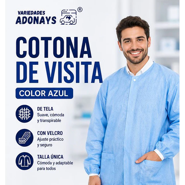 Cotona visita desechable Azul / Con velcro / 1 Unidad