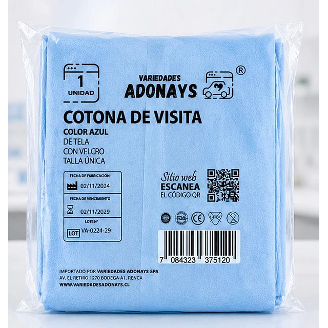 Cotona visita desechable Azul / Con velcro / 1 Unidad
