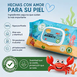 Toallitas Húmedas Fragancia Aloe Vera, Variedades Adonays 100 Unidades 