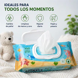 Toallitas Húmedas Sin Fragancia, Variedades Adonays 100 Unidades 
