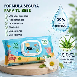 Toallitas Húmedas Sin Fragancia, Variedades Adonays 100 Unidades 