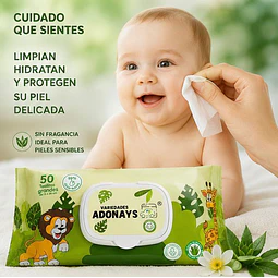 Toallitas Húmedas Fragancia Aloe vera, Variedades Adonays 50 Unidades 