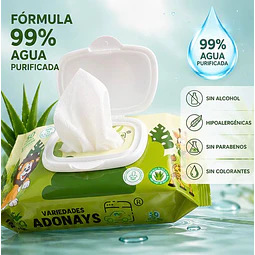 Toallitas Húmedas Fragancia Aloe vera, Variedades Adonays 50 Unidades 