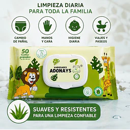 Toallitas Húmedas Sin Fragancia, Variedades Adonays 50 Unidades 