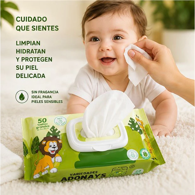 Toallitas Húmedas Sin Fragancia, Variedades Adonays 50 Unidades 