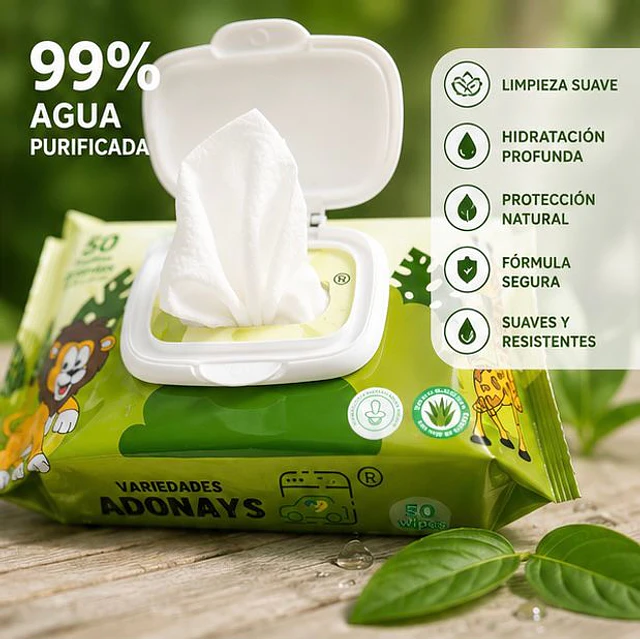 Toallitas Húmedas Sin Fragancia, Variedades Adonays 50 Unidades 