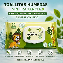 Toallitas Húmedas Sin Fragancia, Variedades Adonays 50 Unidades 