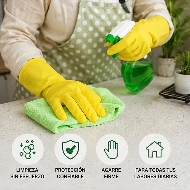Guante Latéx Doméstico Amarillo Variedades Adonays - 1 Par