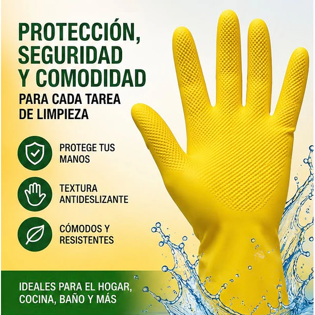 Guante Latéx Doméstico Amarillo Variedades Adonays - 1 Par