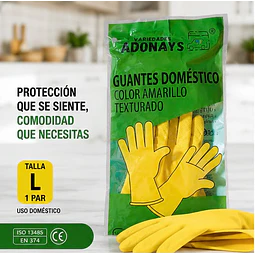 Guante Latéx Doméstico Amarillo Variedades Adonays - 1 Par