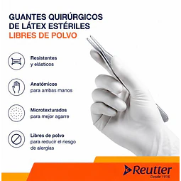 Guante Quirurgico Esteril Cranberry / Caja 50 Pares / Libres de Polvo