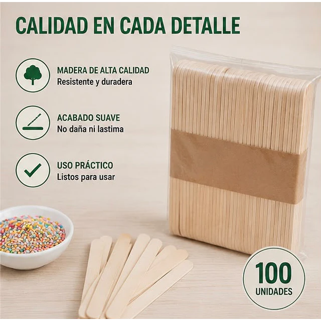 Palo O Palitos De Helados 100 Unidades