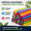 Bombilla Plastica Flex 6 Mm X 21 Cm Surtida Desechable