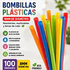 Bombilla Plastica 8 mm X 20.5 cm Surtida Desechable