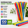 Bombilla Plastica 8 mm X 20.5 cm Surtida Desechable