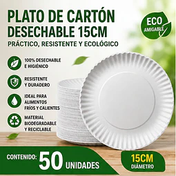 Platos de Cartón Circular Desechable de 15cm 