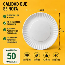 Platos de Cartón Circular Desechable de 15cm 