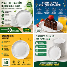 Platos de Cartón Circular Desechable de 15cm 