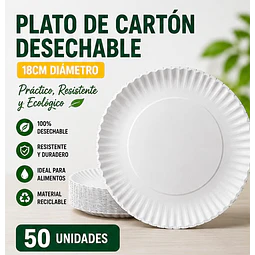 Platos de Cartón Circular Desechable de 18cm 